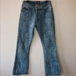 Vintage floral printed jeans